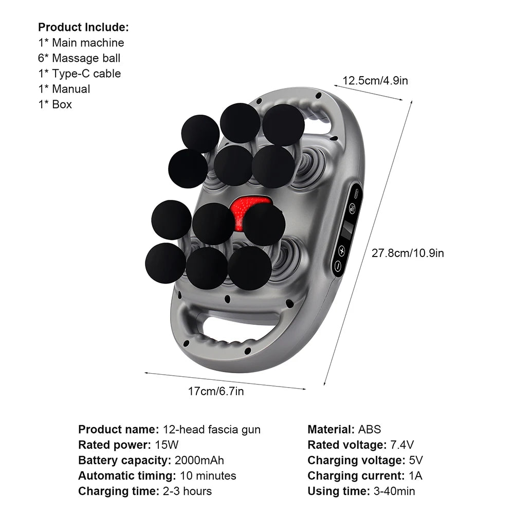 12-Head High-Frequency Massage Gun